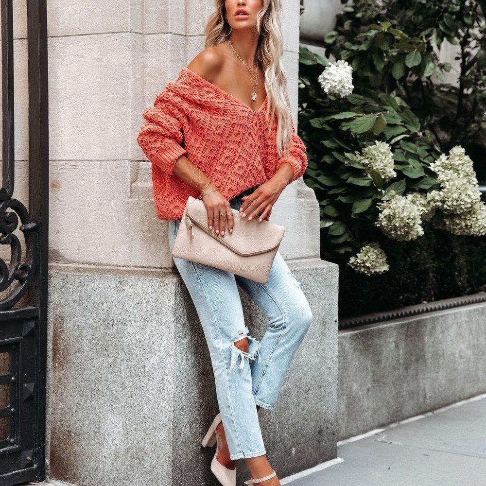 COLE VALLEY CHENILLE SWEATER - SALMON ORANGE BOUTIQUE - Picture 5 of 5